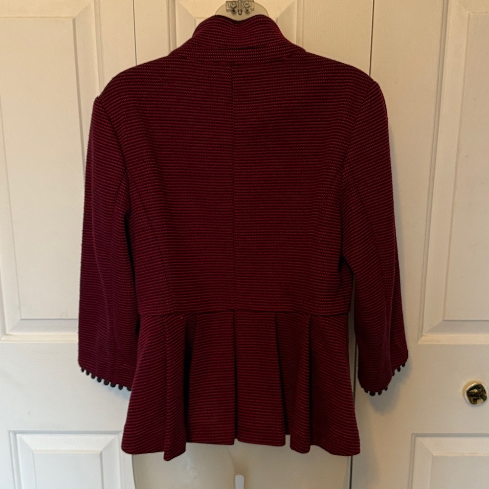 Anthropologie Tabitha Sz Large Striped Pom Pom Blazer GUC B1015 - Picture 4 of 8